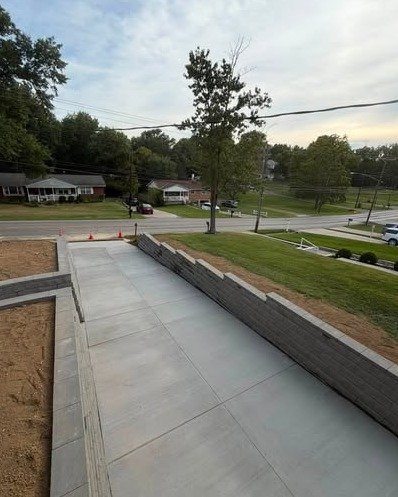 Custom concrete retaining wall constructed for a Apex, North Carolina property in Apex, NC
