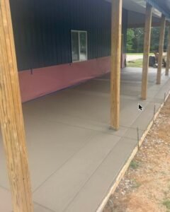 Smooth concrete slab under a covered carport in Apex, NC